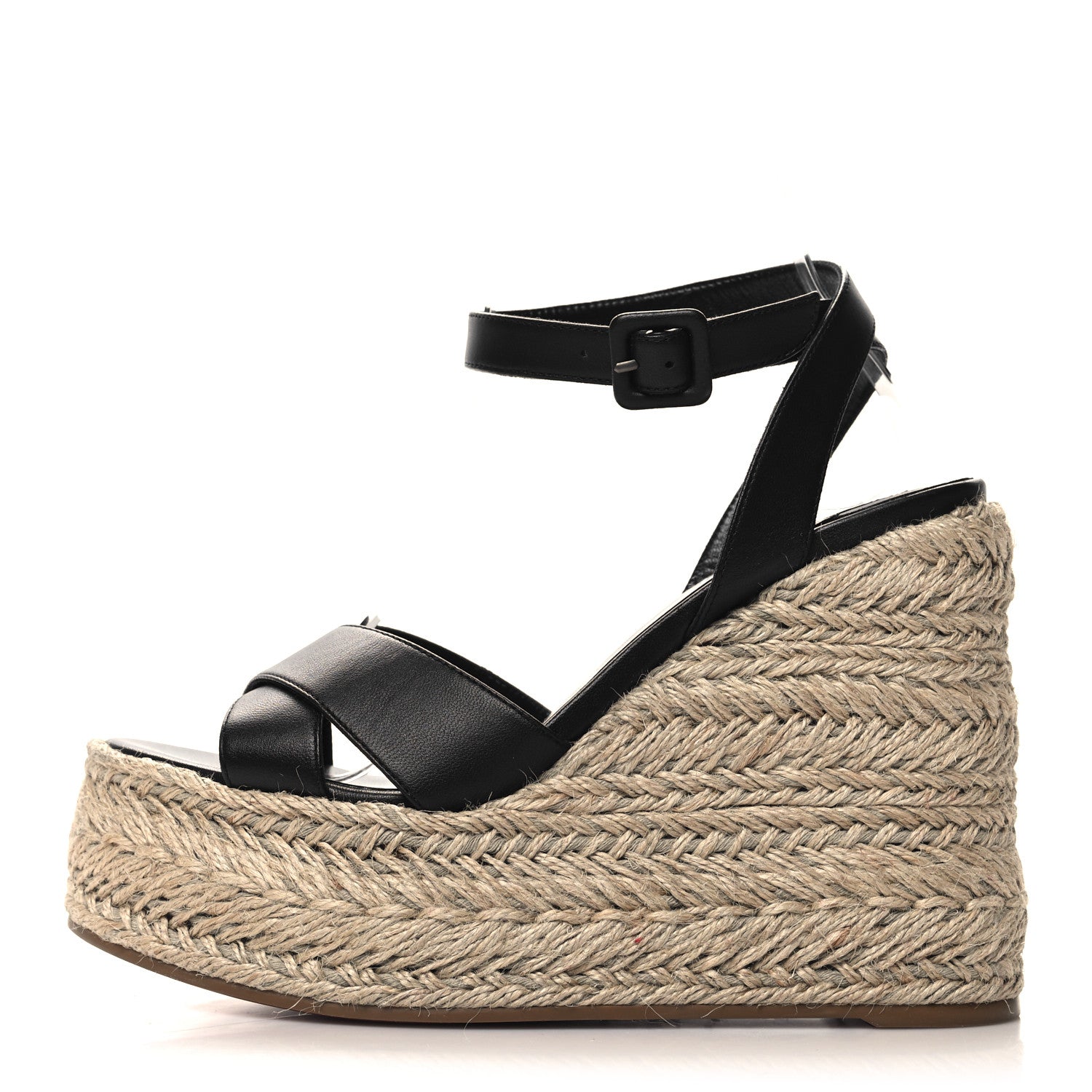 Christian Louboutin Denim Mariza Zeppa 130 Wedge Sandals 38 Black 1 of 7
