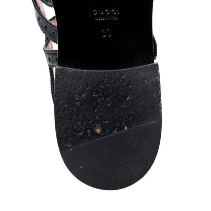 Gucci Calfskin Bee Embroidered Womens Queercore Brogue Wingtip Monk Strap Loafers 39 Black 13 of 13