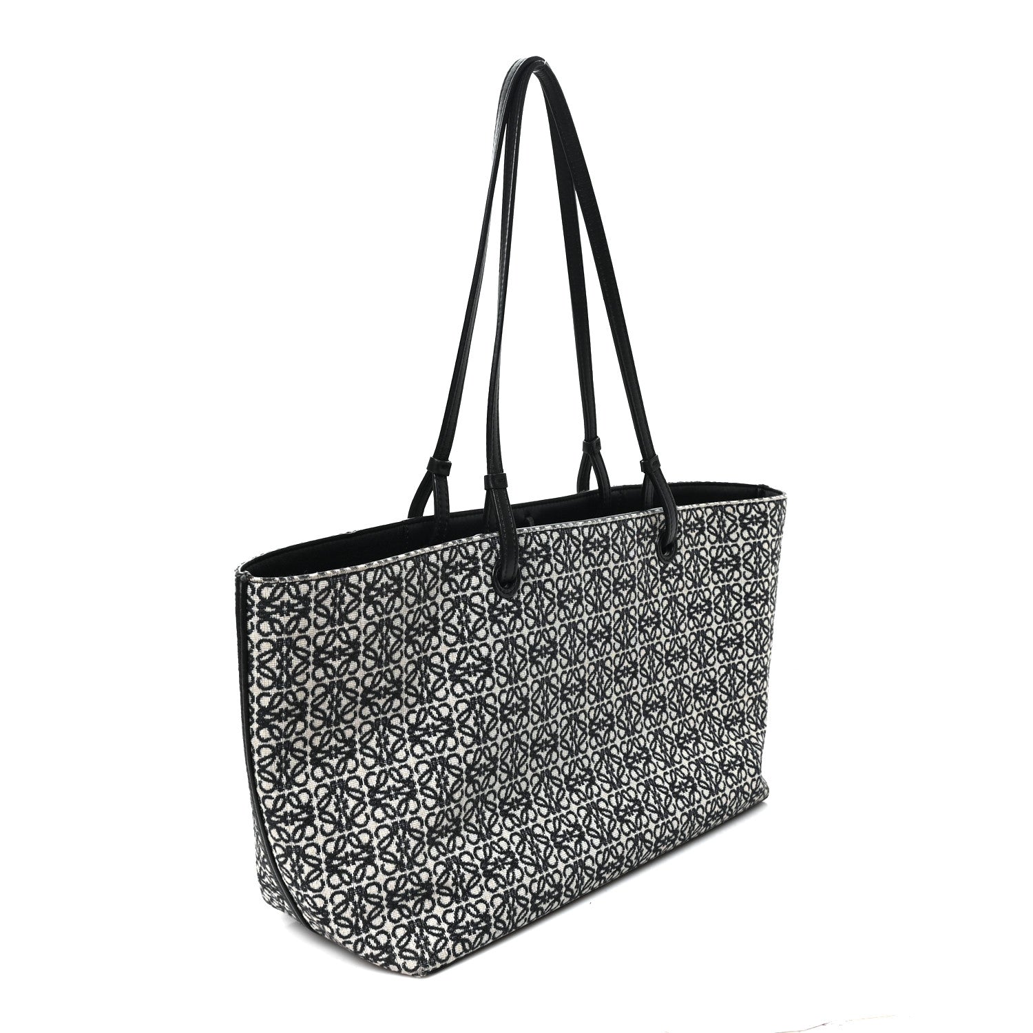 Loewe Jacquard Anagram Calfskin East West Tote Beige Black 3 of 11