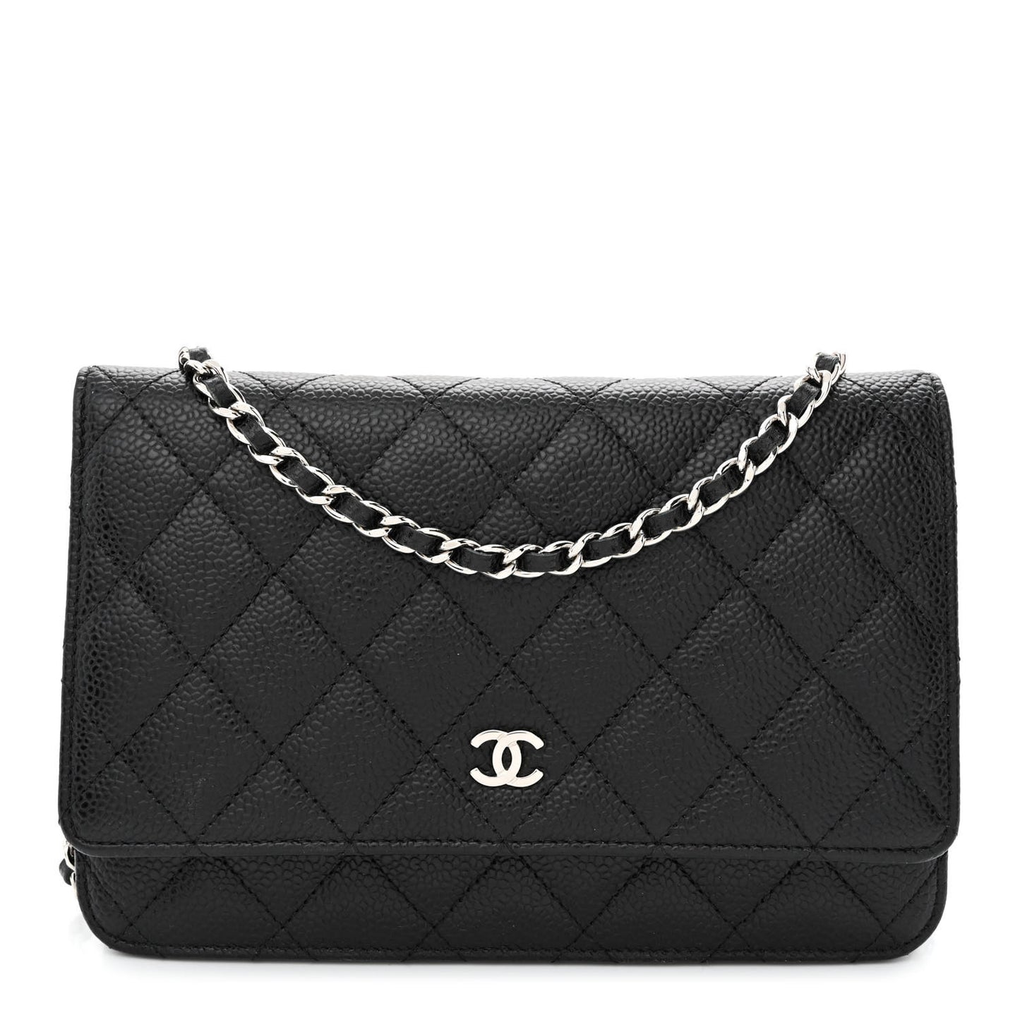 Caviar Quilted Wallet on Chain WOC Black
