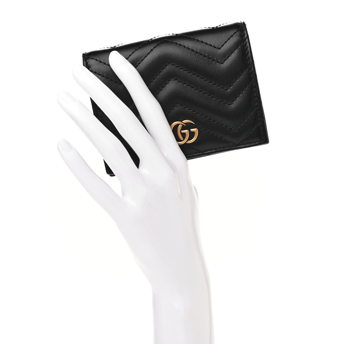 Calfskin Matelasse GG Marmont Card Case Wallet Black