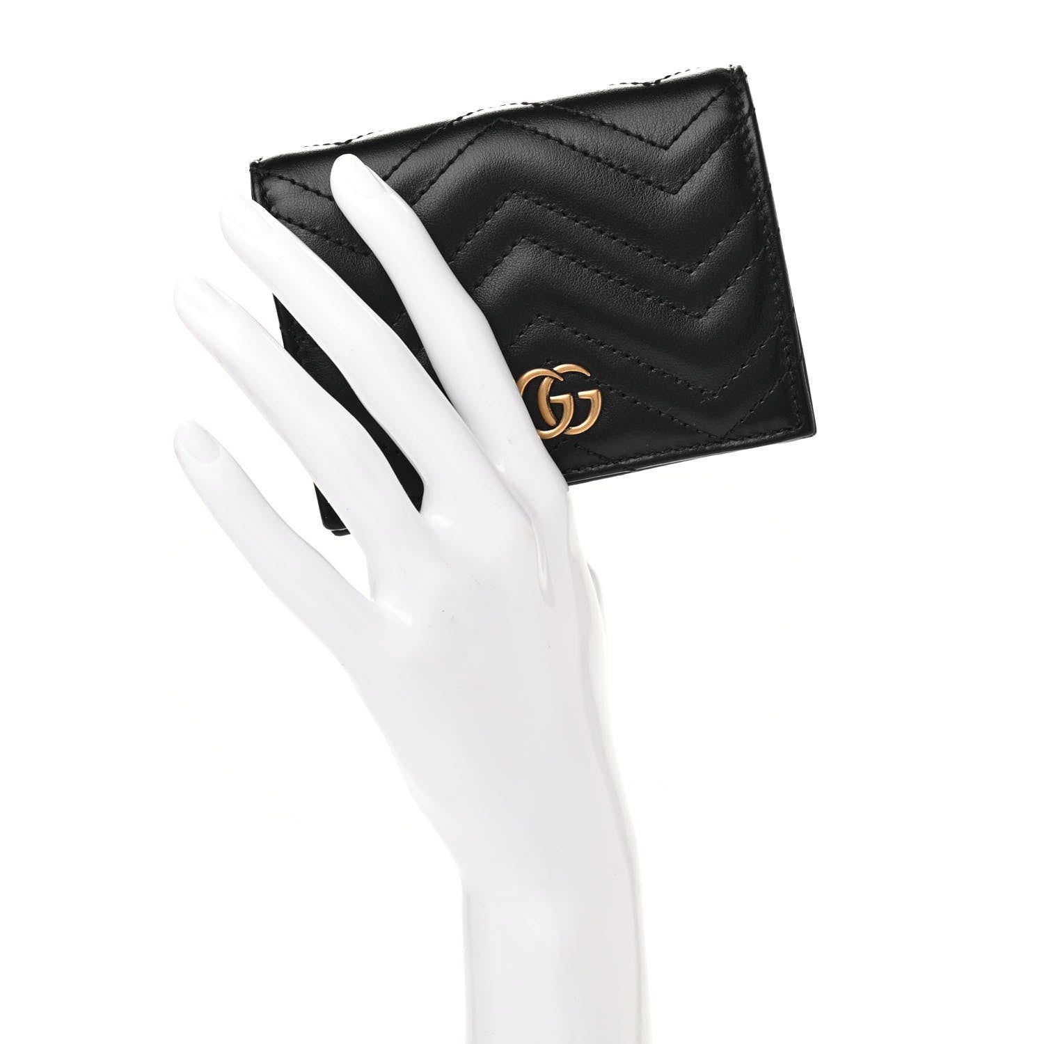 Gucci Calfskin Matelasse GG Marmont Card Case Wallet Black 2 of 7