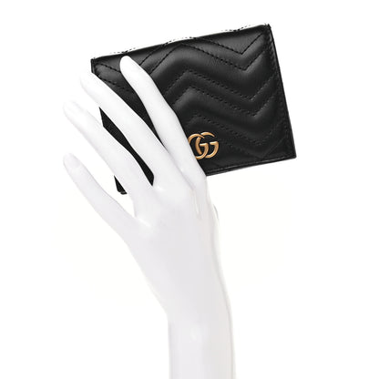 Gucci Calfskin Matelasse GG Marmont Card Case Wallet Black 2 of 7