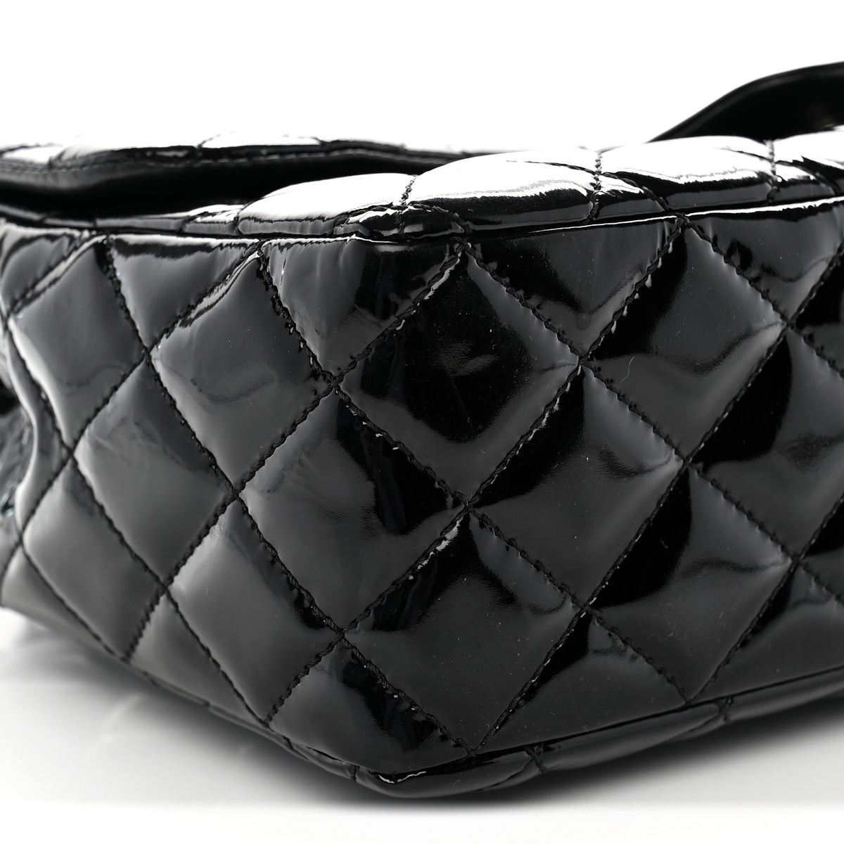 Patent Quilted Jumbo Single Flap Black
