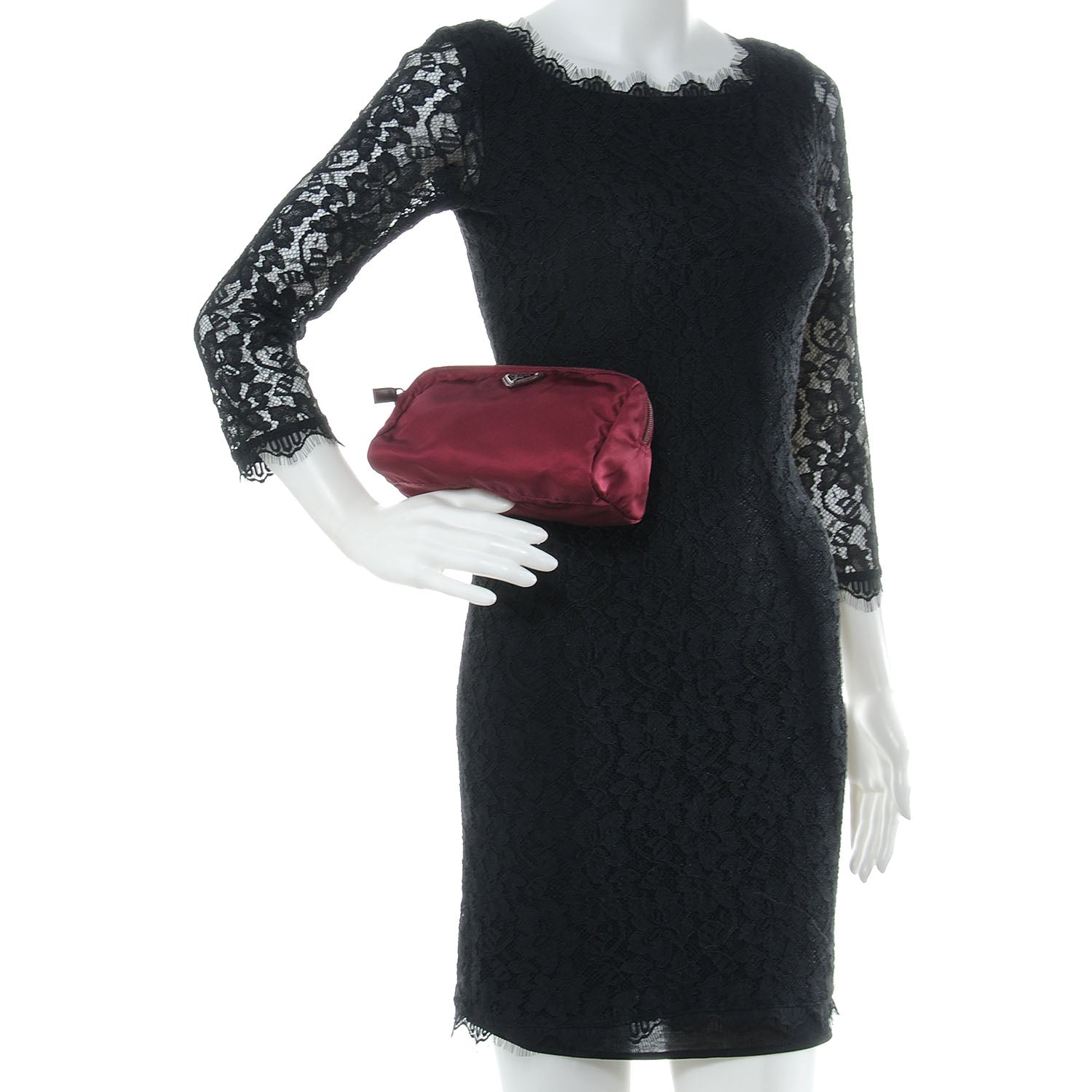 Prada Tessuto Nylon Cosmetic Bag Burgundy 2 of 10