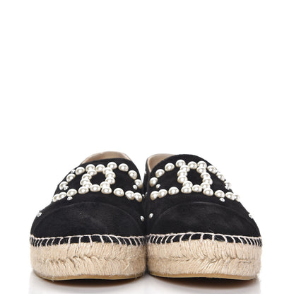 Chanel Suede Pearl CC Espadrilles 40 Black 2 of 9