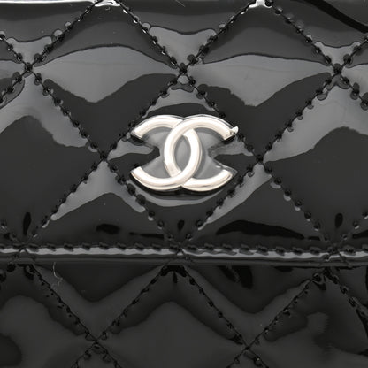 Chanel Patent Quilted Belt In Love Double Mini Flap Waist Bag Black Pink 10 of 15