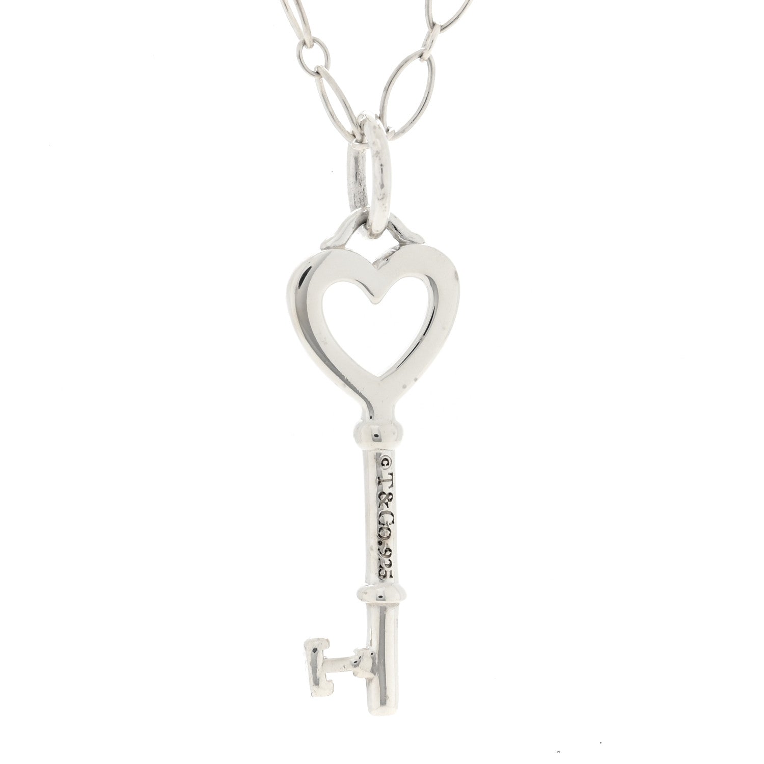 Tiffany Sterling Silver Small Heart Key Pendant Necklace 4 of 5