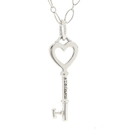 Tiffany Sterling Silver Small Heart Key Pendant Necklace 4 of 5