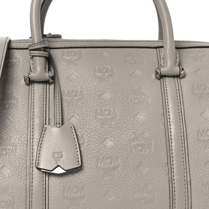 MCM Calfskin Ottomar Monogram Boston Bag Dove 7 of 11