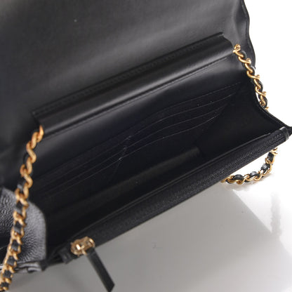 Chanel Caviar Chevron Quilted Boy Wallet On Chain WOC Black 5 of 9