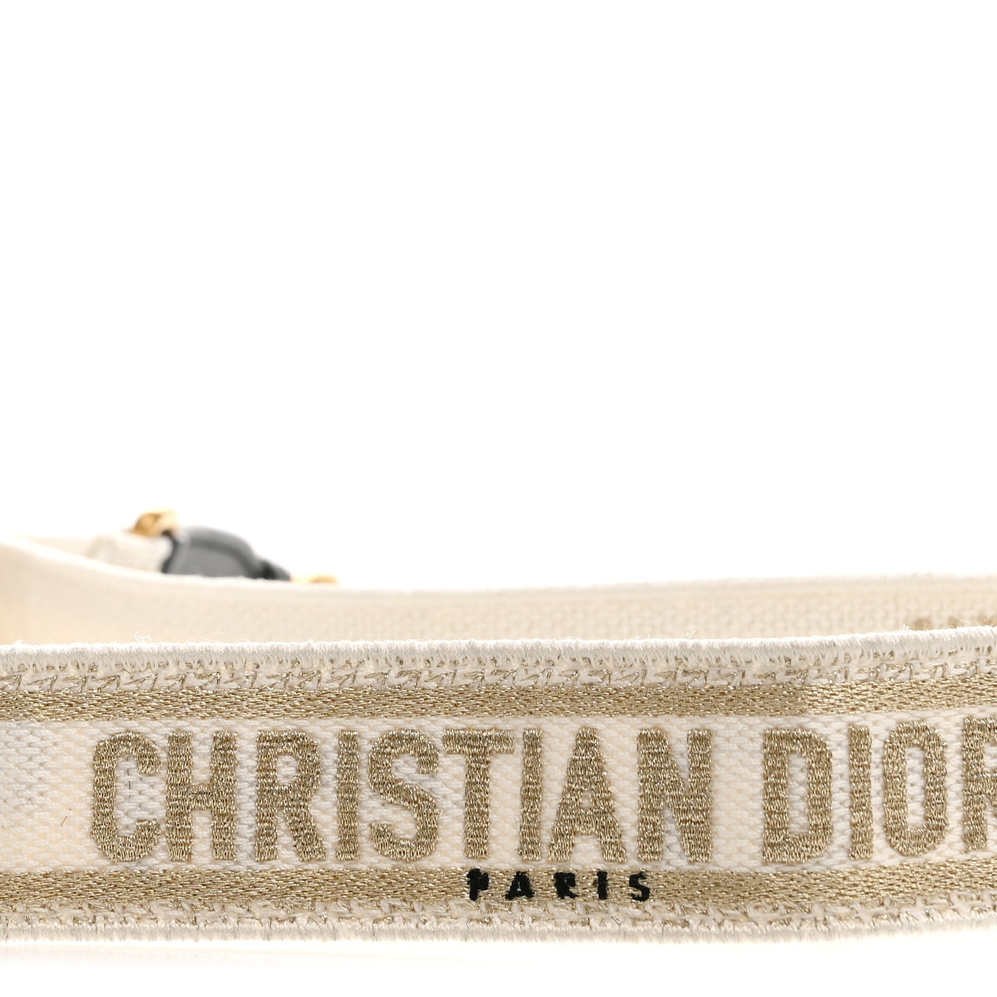 Canvas Embroidered Shoulder Strap White Gold