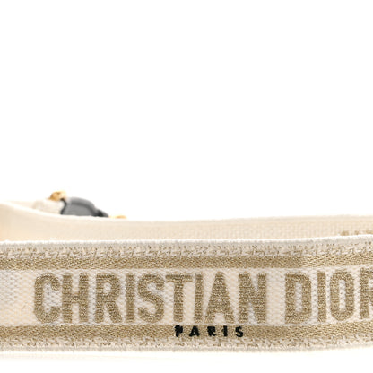 Christian Dior Canvas Embroidered Shoulder Strap White Gold 4 of 4