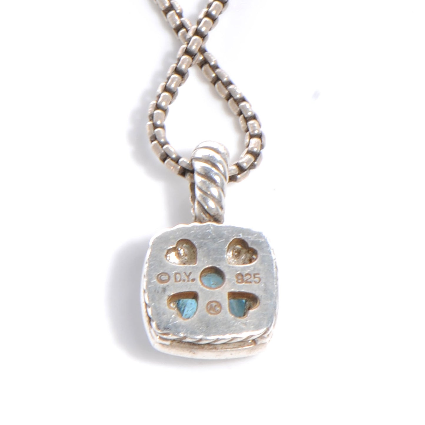 Sterling Silver Diamond Blue Topaz 7mm Petite Albion Pendant Necklace