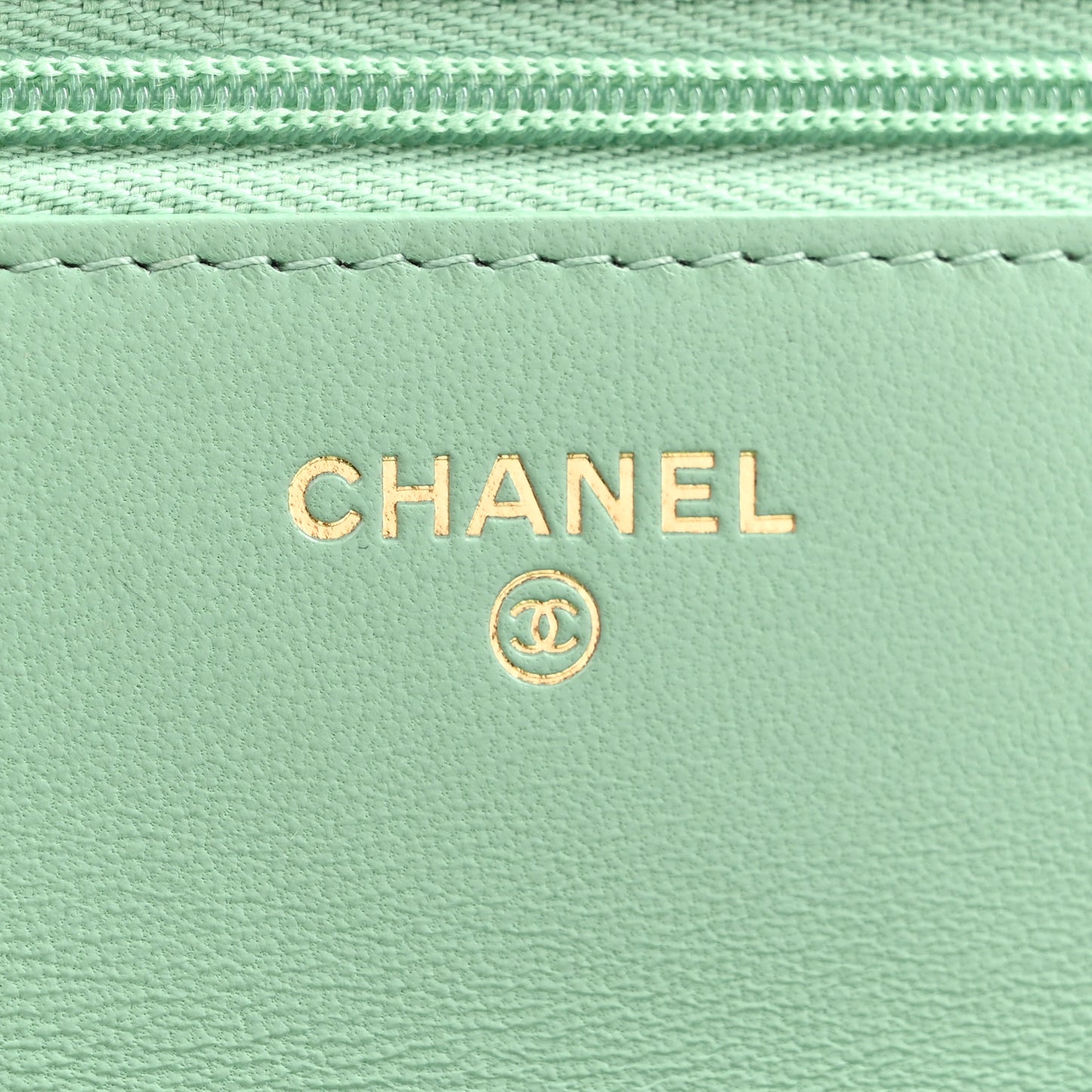 Lambskin Quilted Logo WOC Wallet On Chain Green