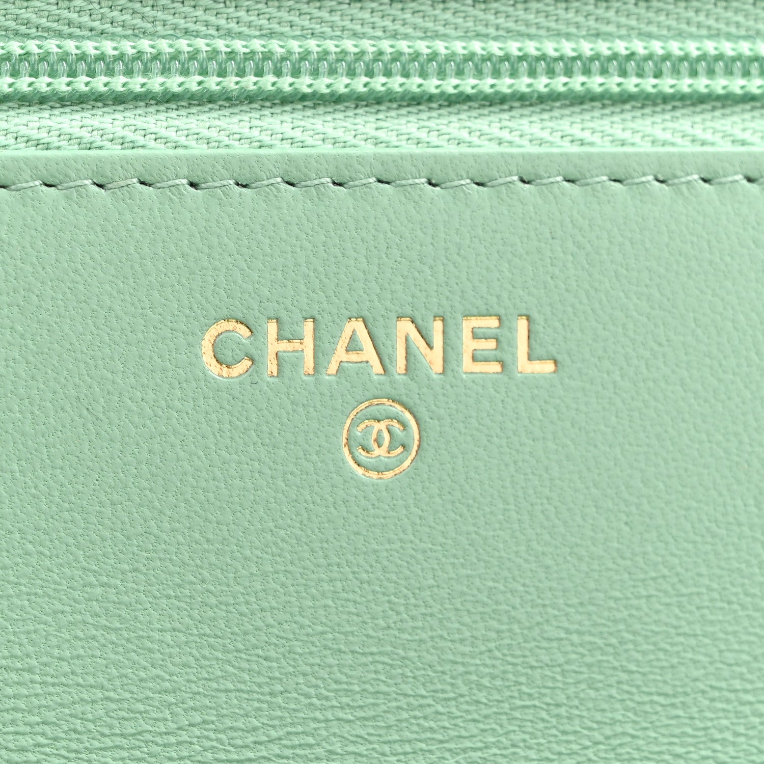 Chanel Lambskin Quilted Logo WOC Wallet On Chain Green 5 of 11