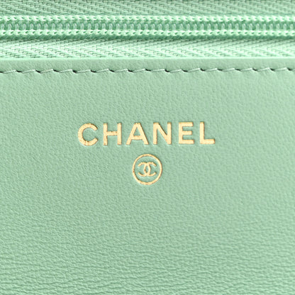 Chanel Lambskin Quilted Logo WOC Wallet On Chain Green 5 of 11