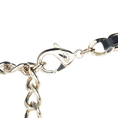 Chanel Glazed Calfskin Crystal Pearl Charm Short Necklace Black Gold 4 of 7