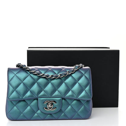 Chanel Iridescent Lambskin Quilted Mini Rectangular Flap Turquoise 11 of 11