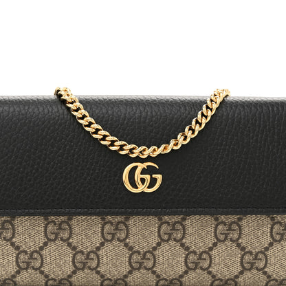 Gucci Dollar Calfskin GG Supreme Monogram Petite GG Marmont Wallet Chain Bag Black Beige Ebony 9 of 12