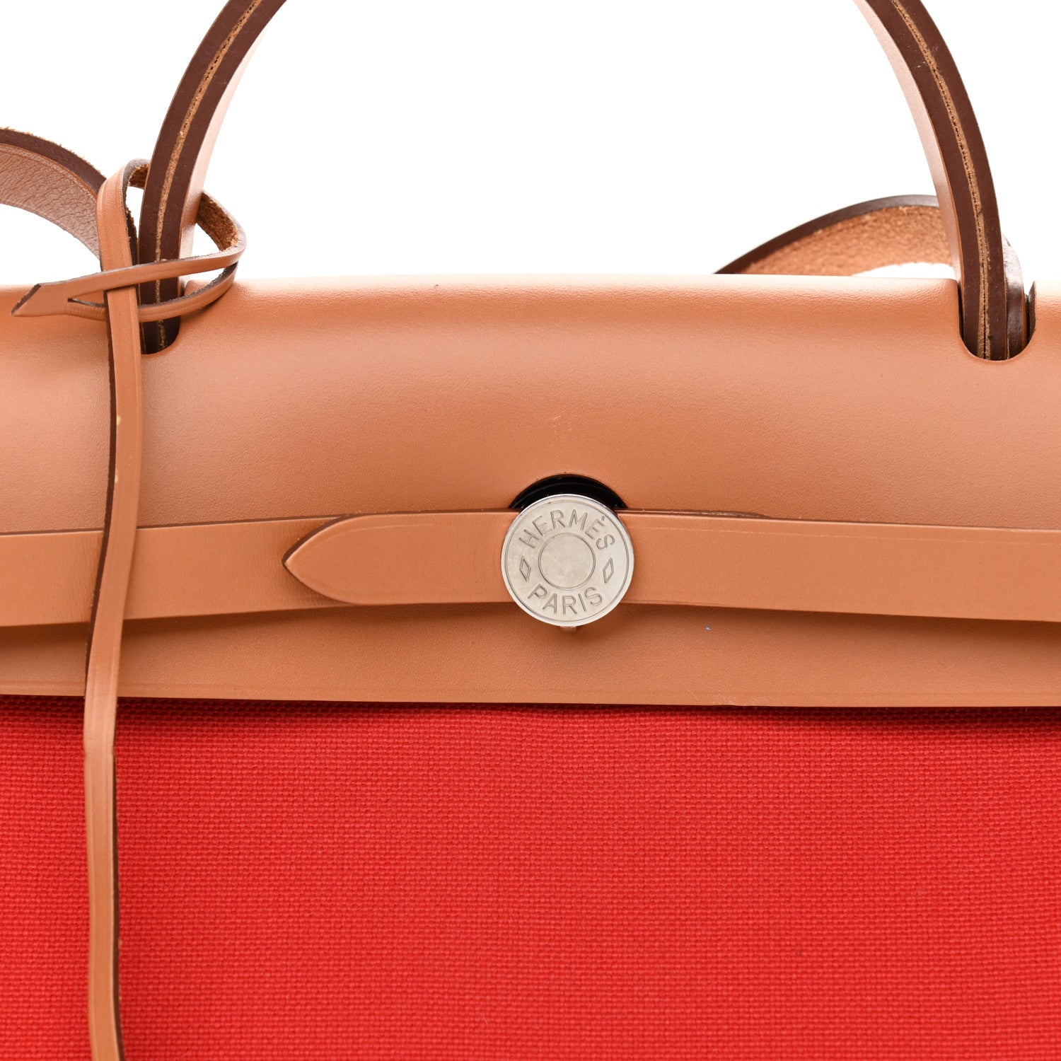 Hermes Vache Hunter Toile Herbag Zip 31 PM Rouge Tomate Natural 9 of 17
