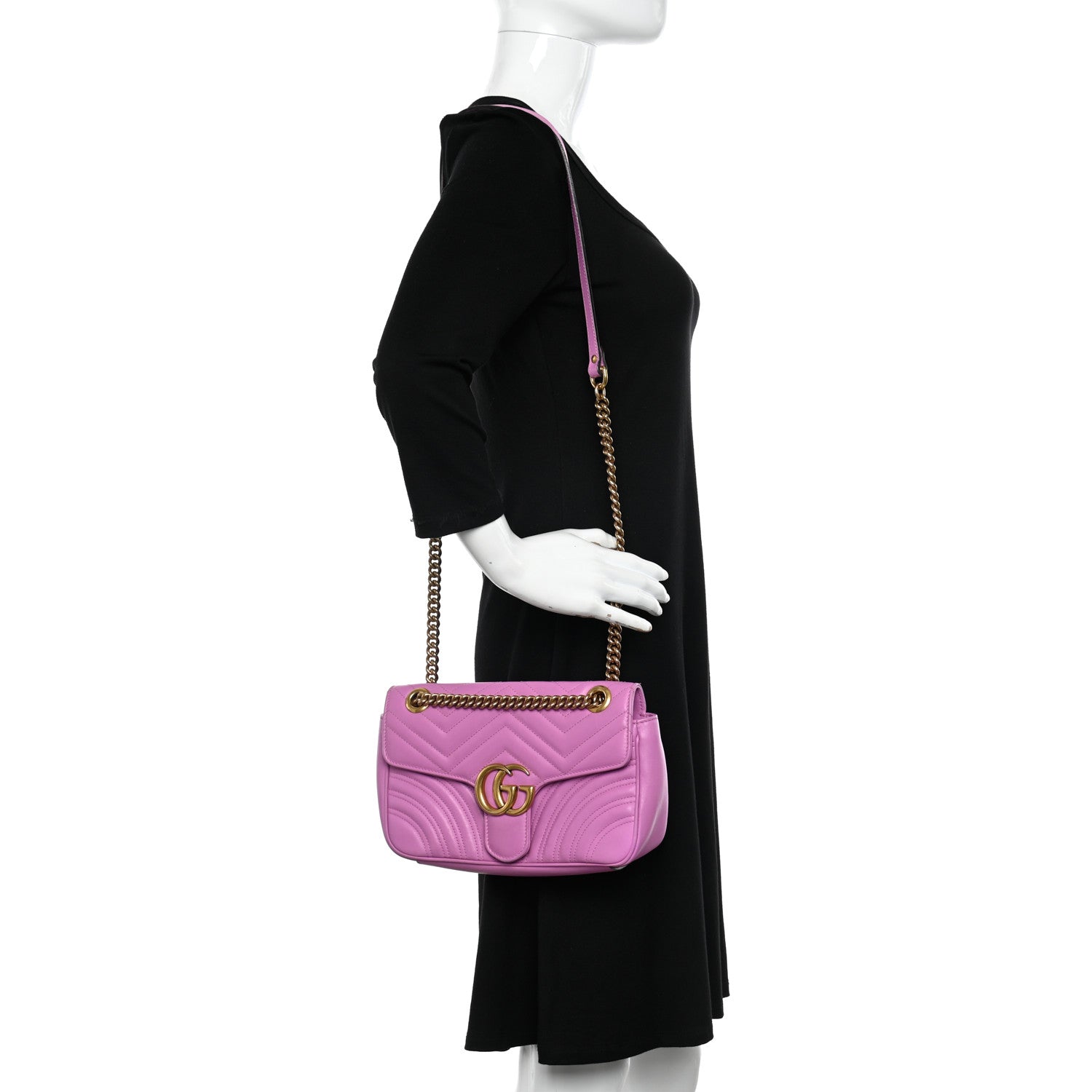 Gucci Calfskin Matelasse Small GG Marmont Shoulder Bag Candy Mousse 2 of 11