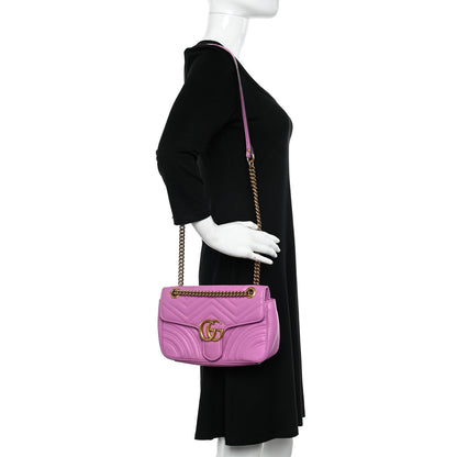 Gucci Calfskin Matelasse Small GG Marmont Shoulder Bag Candy Mousse 2 of 11