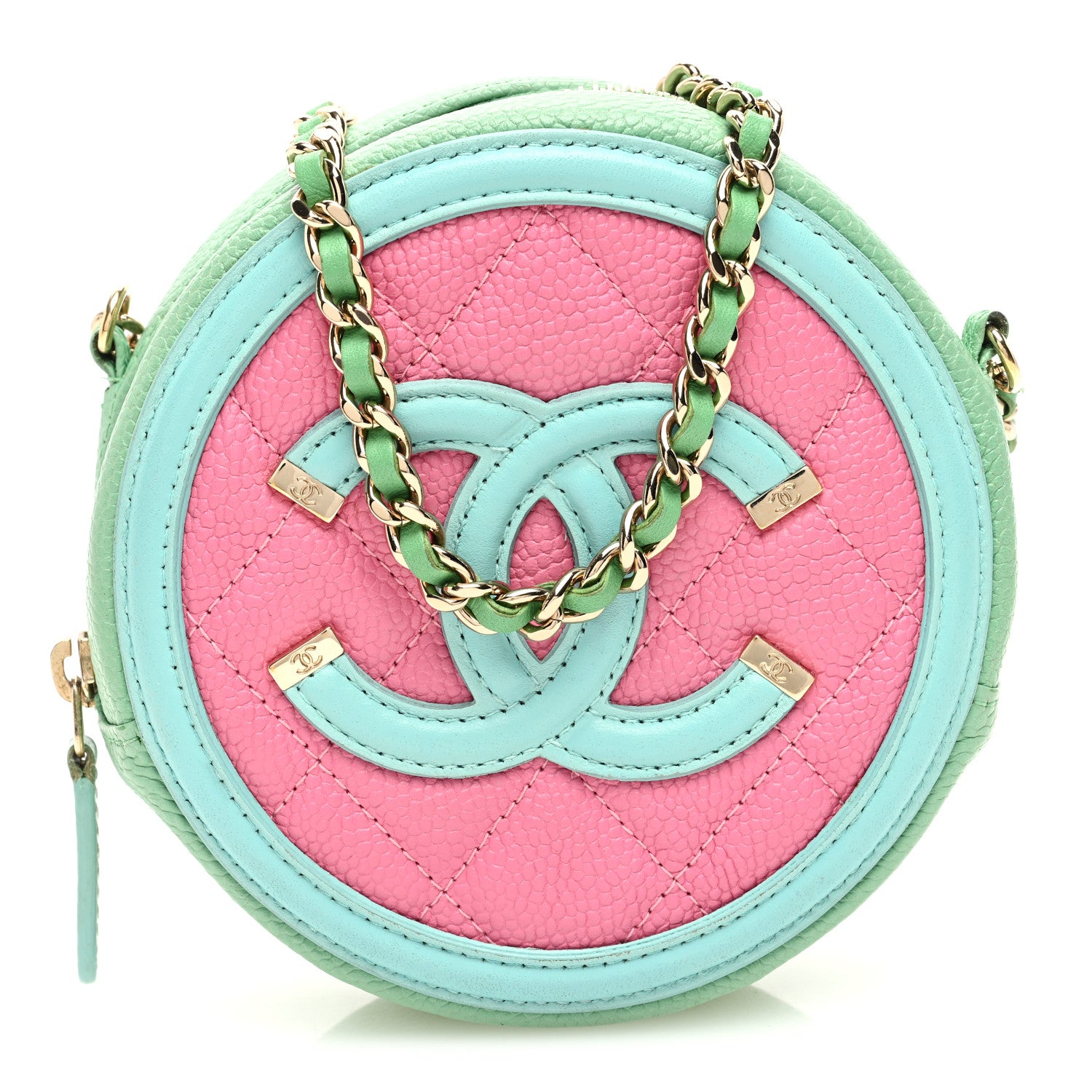Chanel Caviar Quilted Round Filigree Crossbody Pink Blue Green 1 of 10