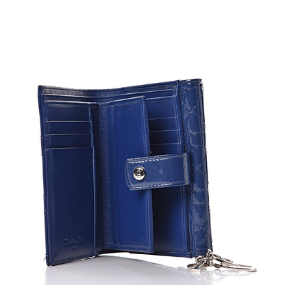 Christian Dior Patent Cannage Lady Dior Compact Wallet Blue 5 of 11