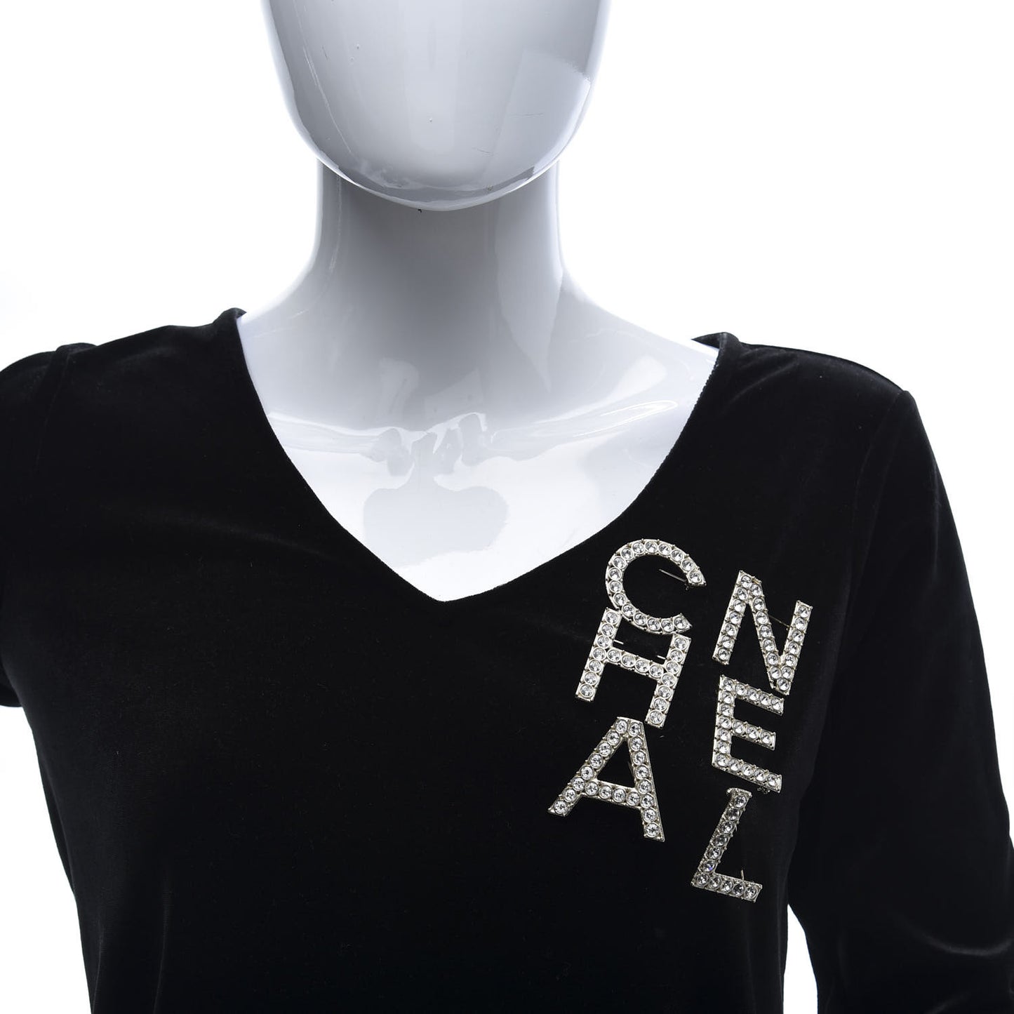 Crystal Cha-Nel Logo Brooch Set Gold