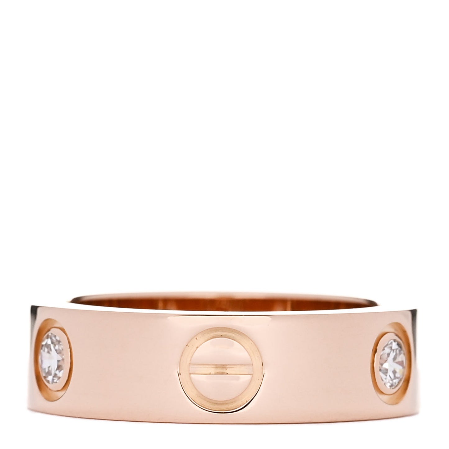 18K Pink Gold 3 Diamond 5.5mm LOVE Ring 51 5.75