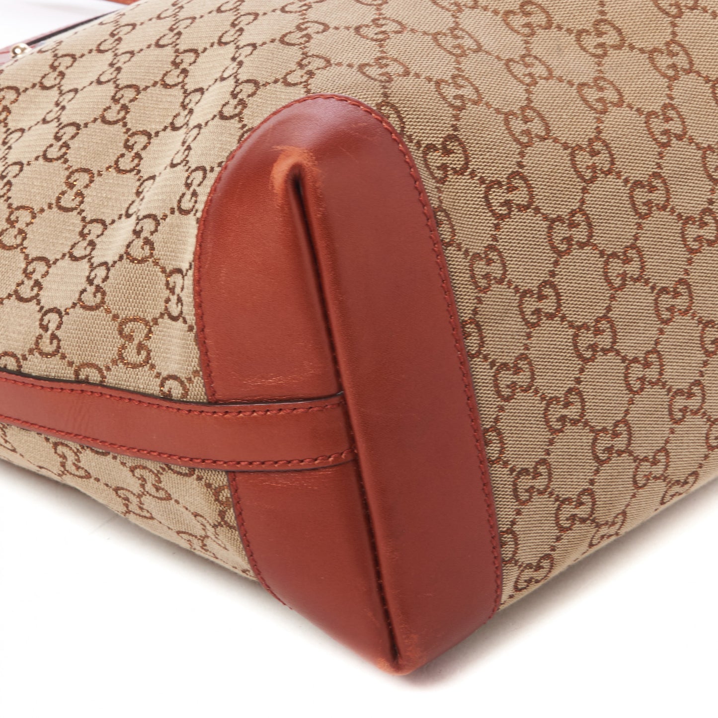 Metallic Monogram Medium Craft Tote Red