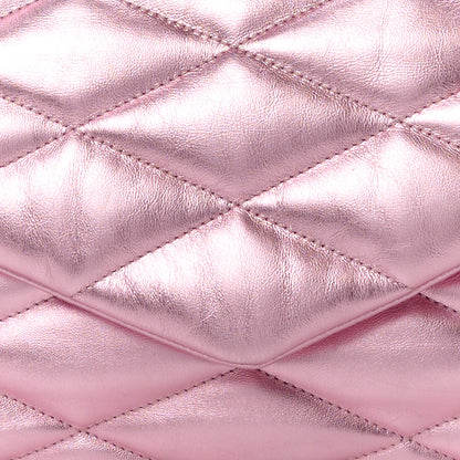 Saint Laurent Metallic Lambskin Quilted Sade Puffer Envelope Clutch New Azalea 9 of 12