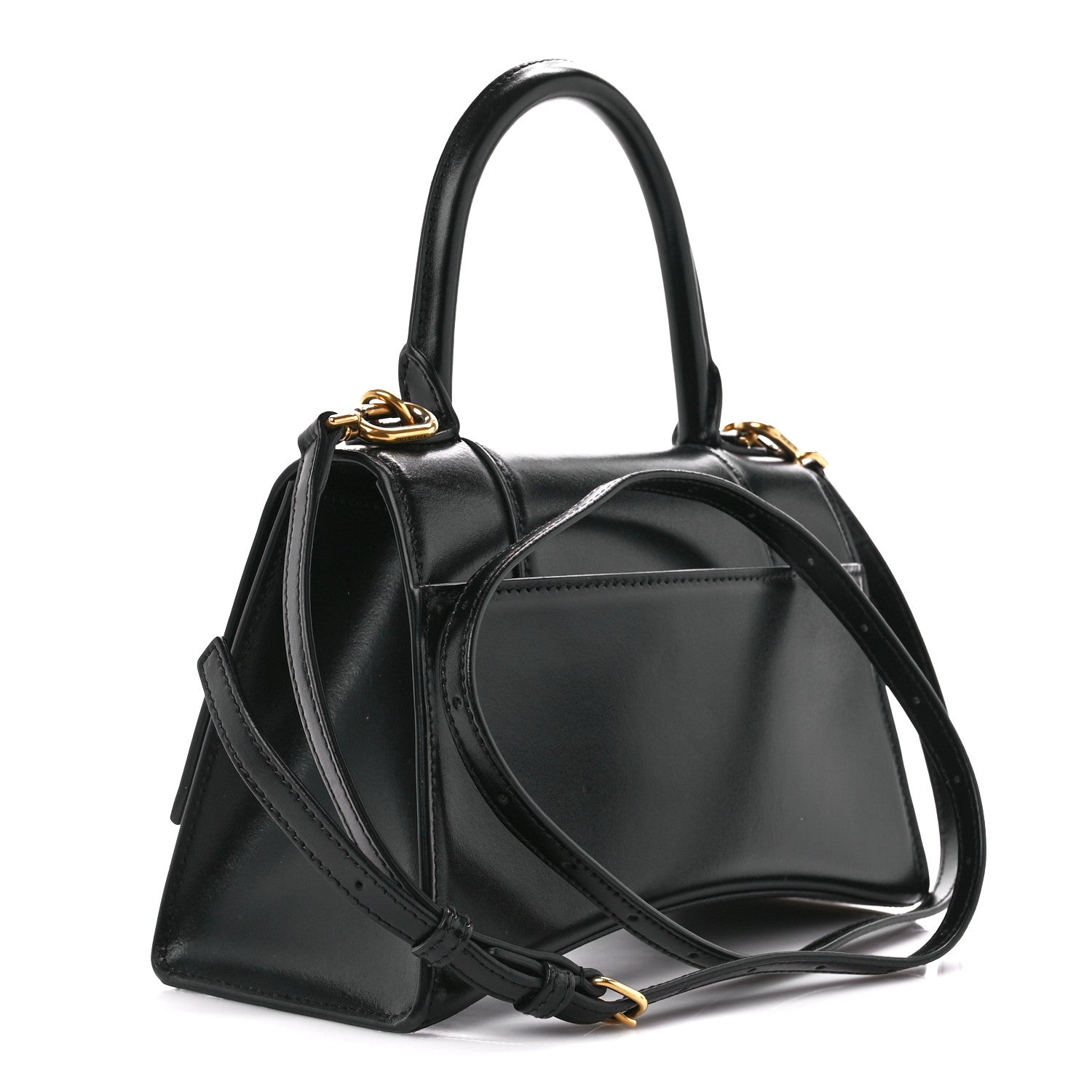 Balenciaga Shiny Box Calfskin Small Hourglass Top Handle Bag Black 3 of 11