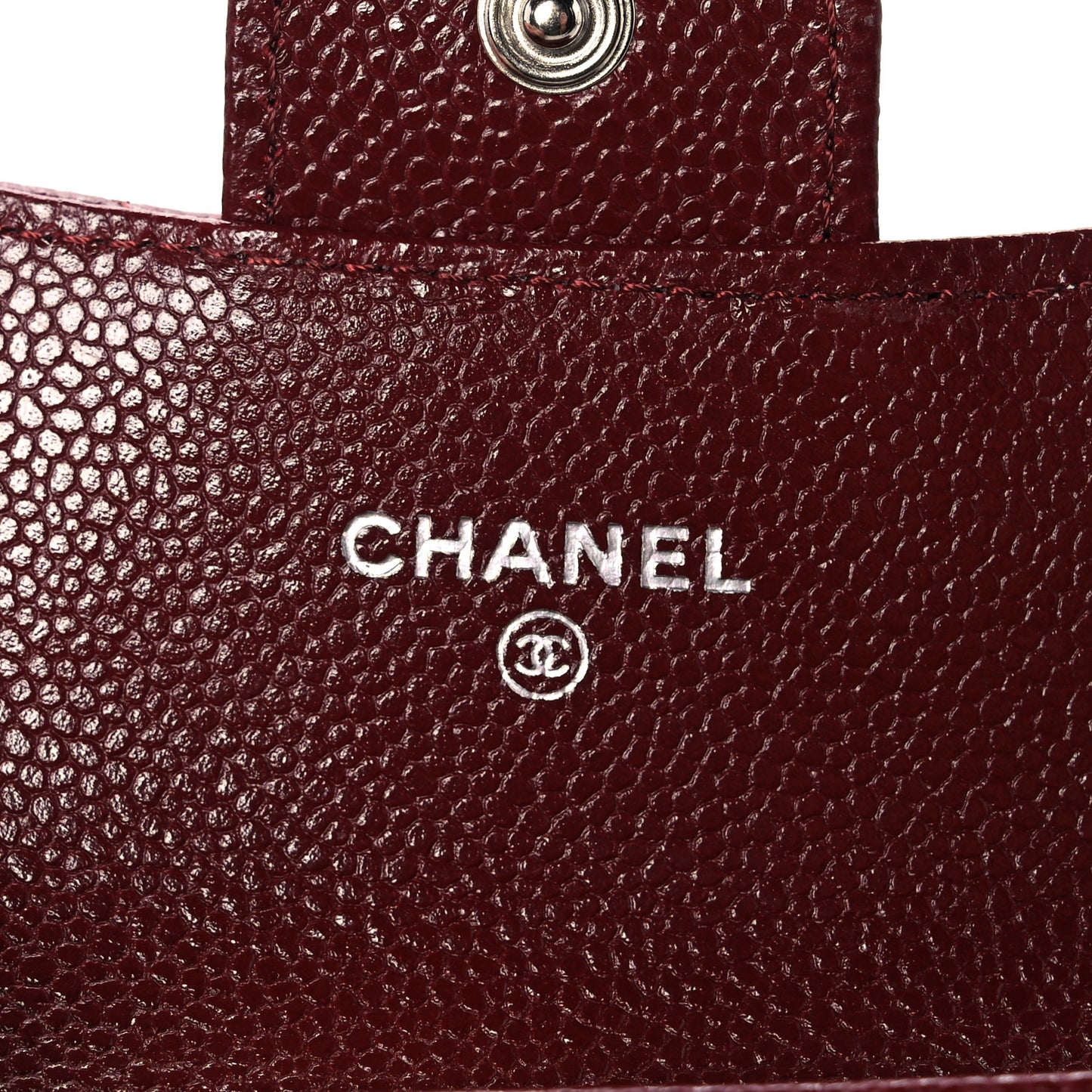Caviar Quilted Flap Card Holder Wallet Burgundy