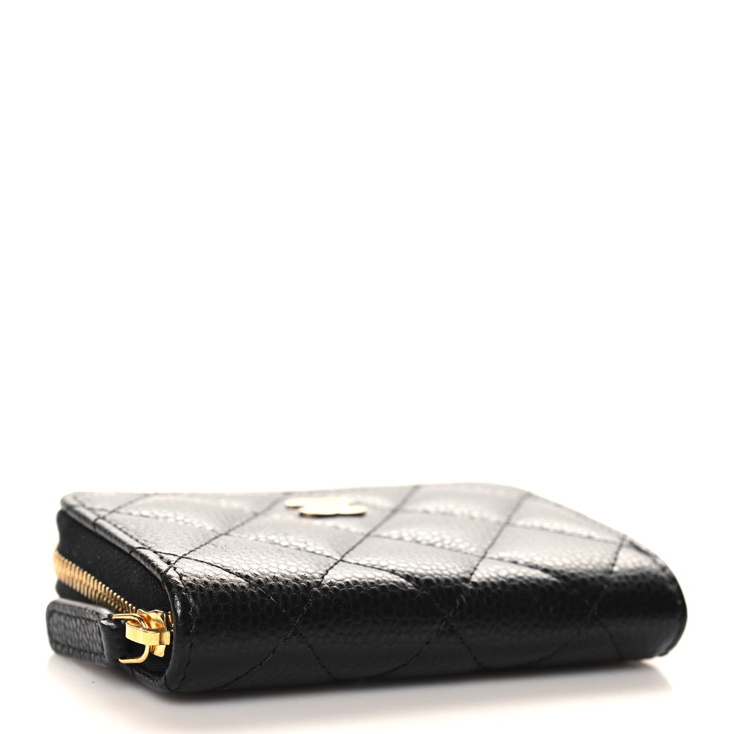 Caviar Quilted Classic Zipped Coin Purse Black
