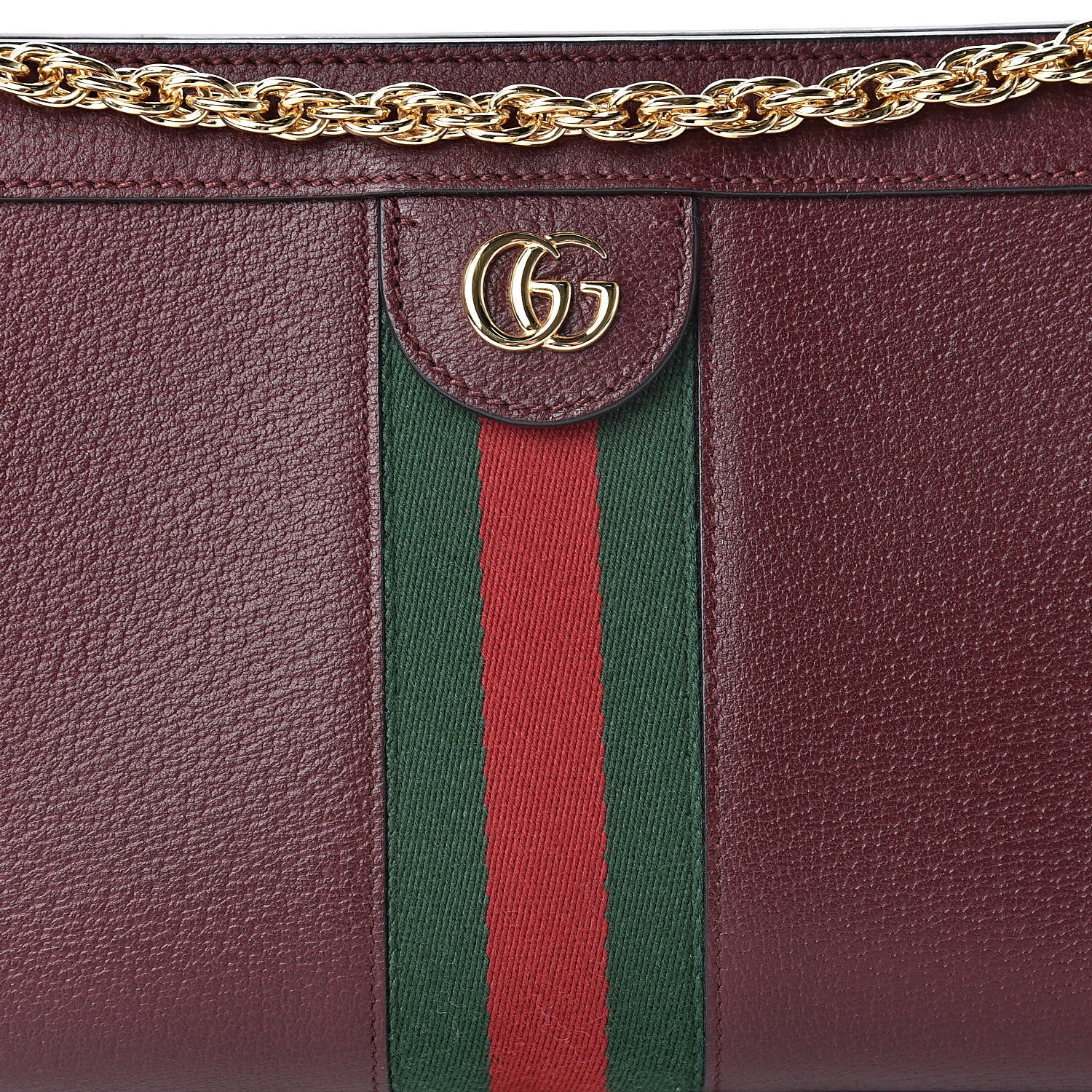 Gucci Calfskin GG Web Small Ophidia Chain Shoulder Bag Vintage Bordeaux 8 of 10
