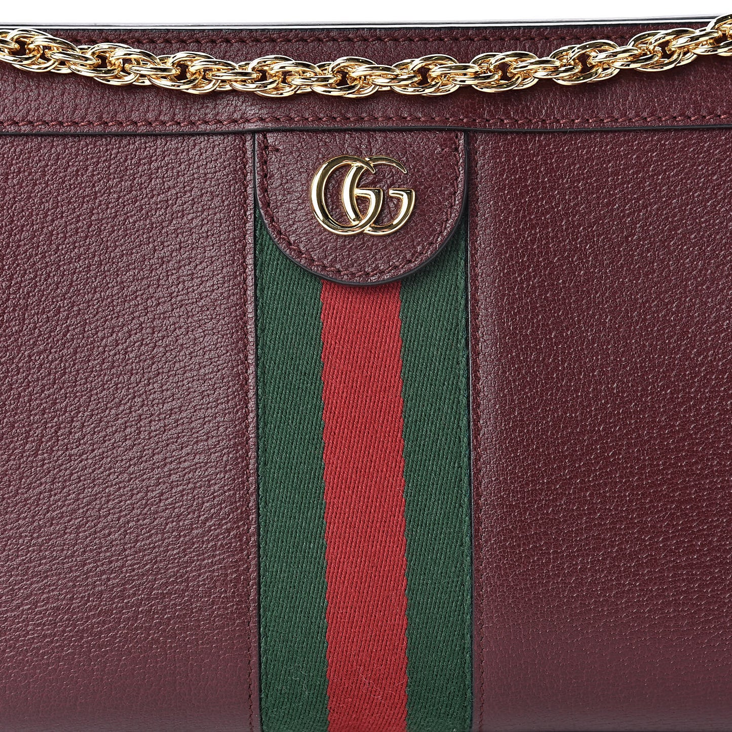 Calfskin GG Web Small Ophidia Chain Shoulder Bag Vintage Bordeaux
