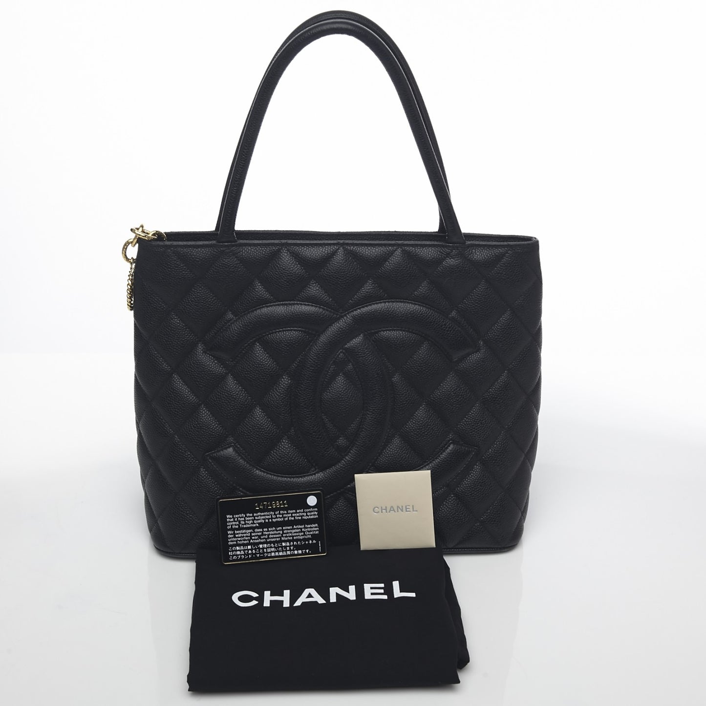 Caviar Quilted Medallion Tote Black