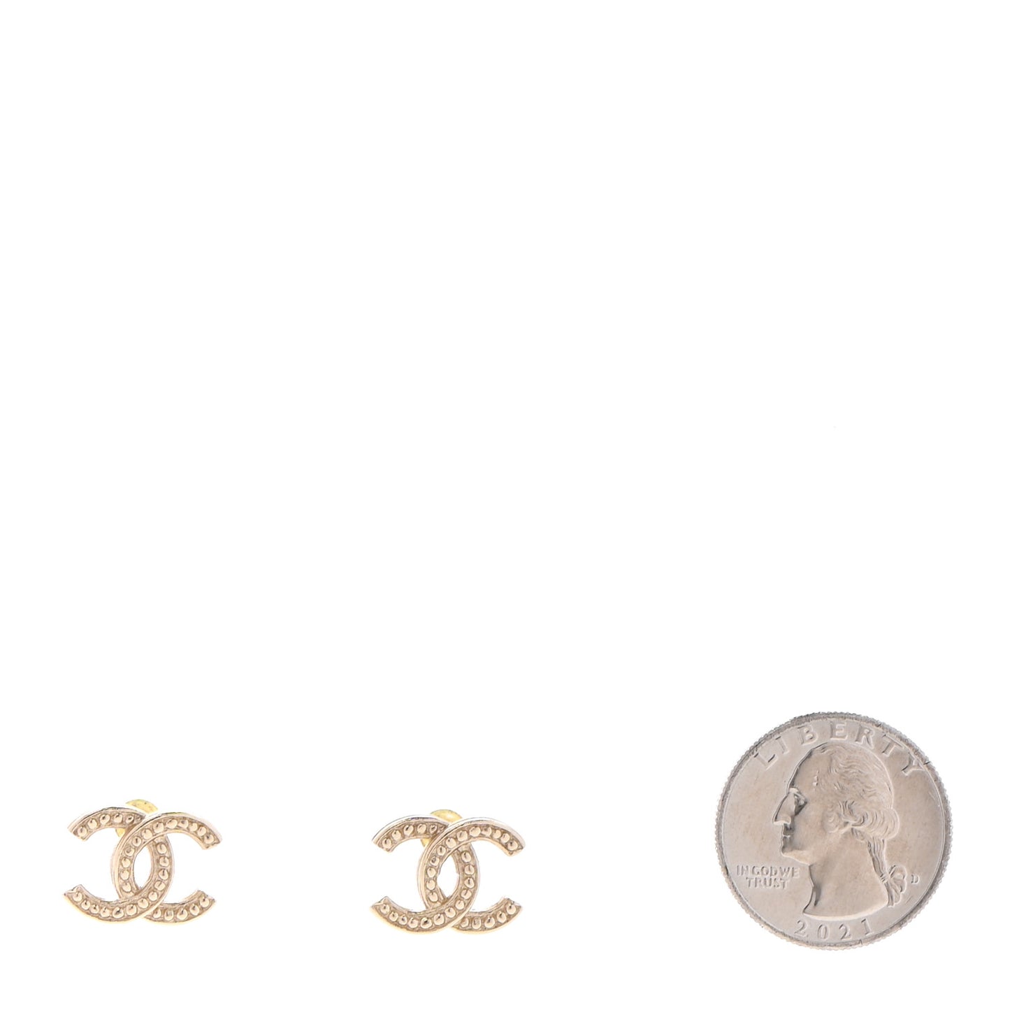 Metal Engraved CC Earrings Gold