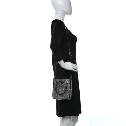 Prada Satin Crystal Metal Triangle Logo Small Double Handle Crossbody Tote Metal 2 of 8