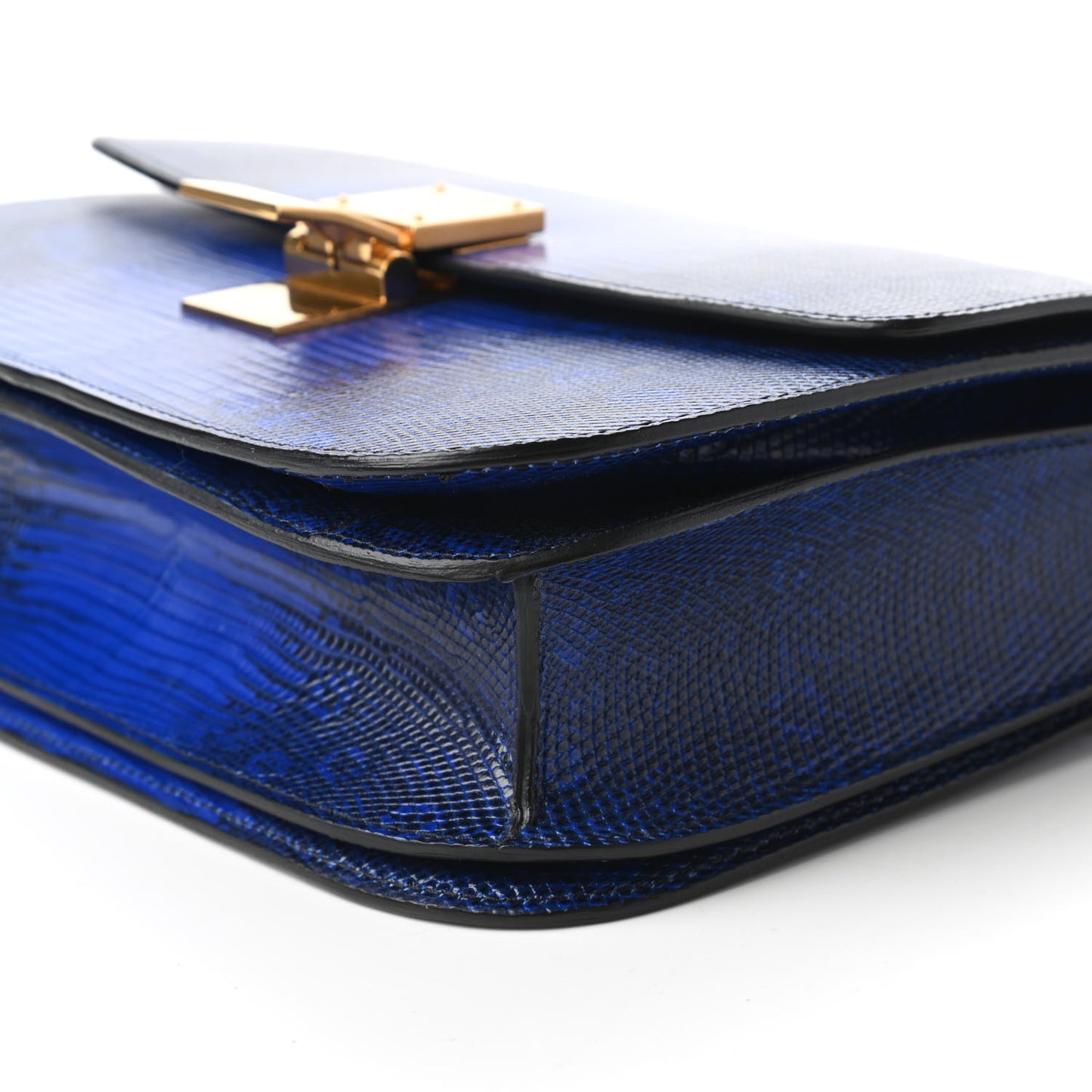 Lizard Medium Classic Box Flap Bag Indigo
