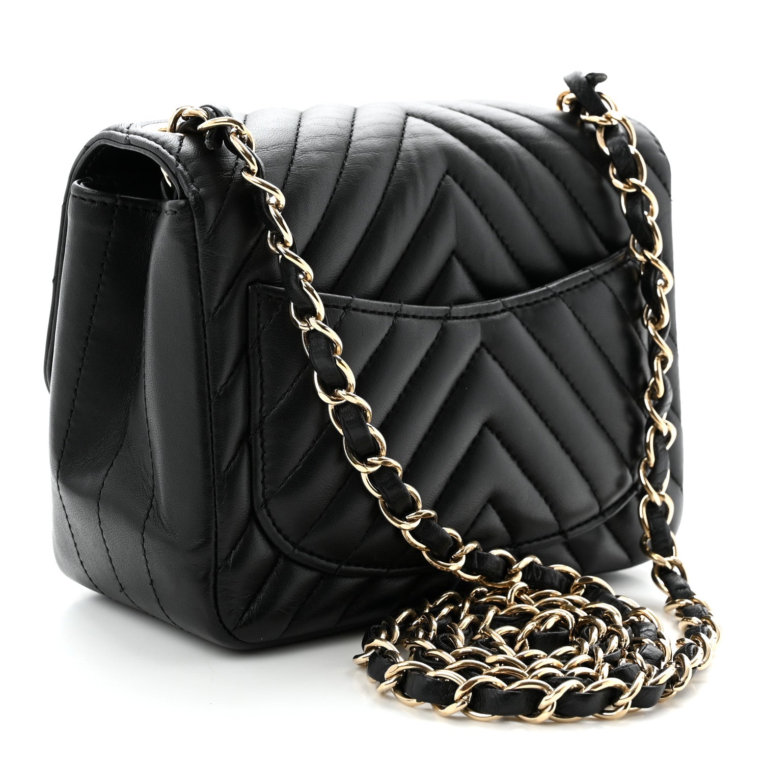 Chanel Lambskin Chevron Quilted Mini Square Flap Black 3 of 10