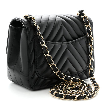 Chanel Lambskin Chevron Quilted Mini Square Flap Black 3 of 10