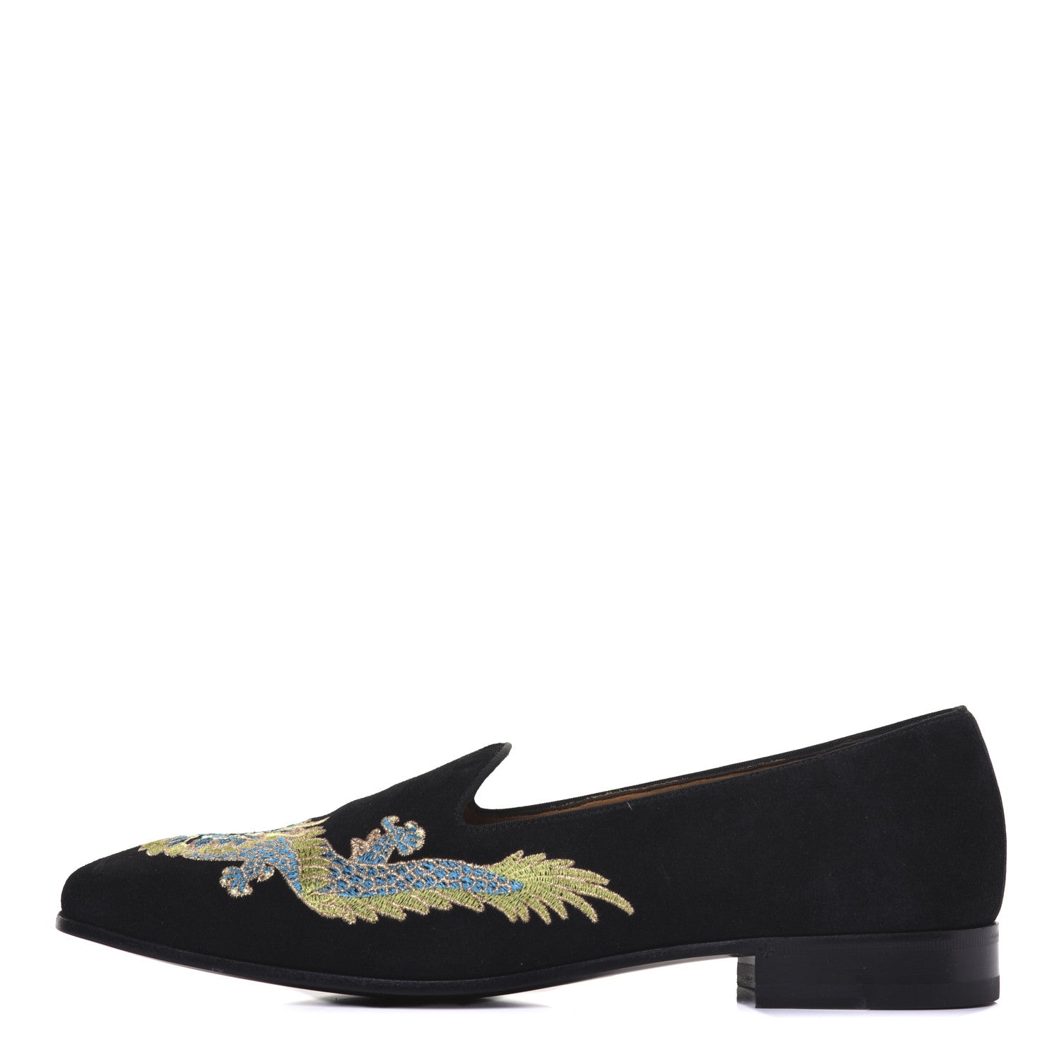 Gucci Suede Dragon Embroidered Mens Loafers 11 Black 1 of 17