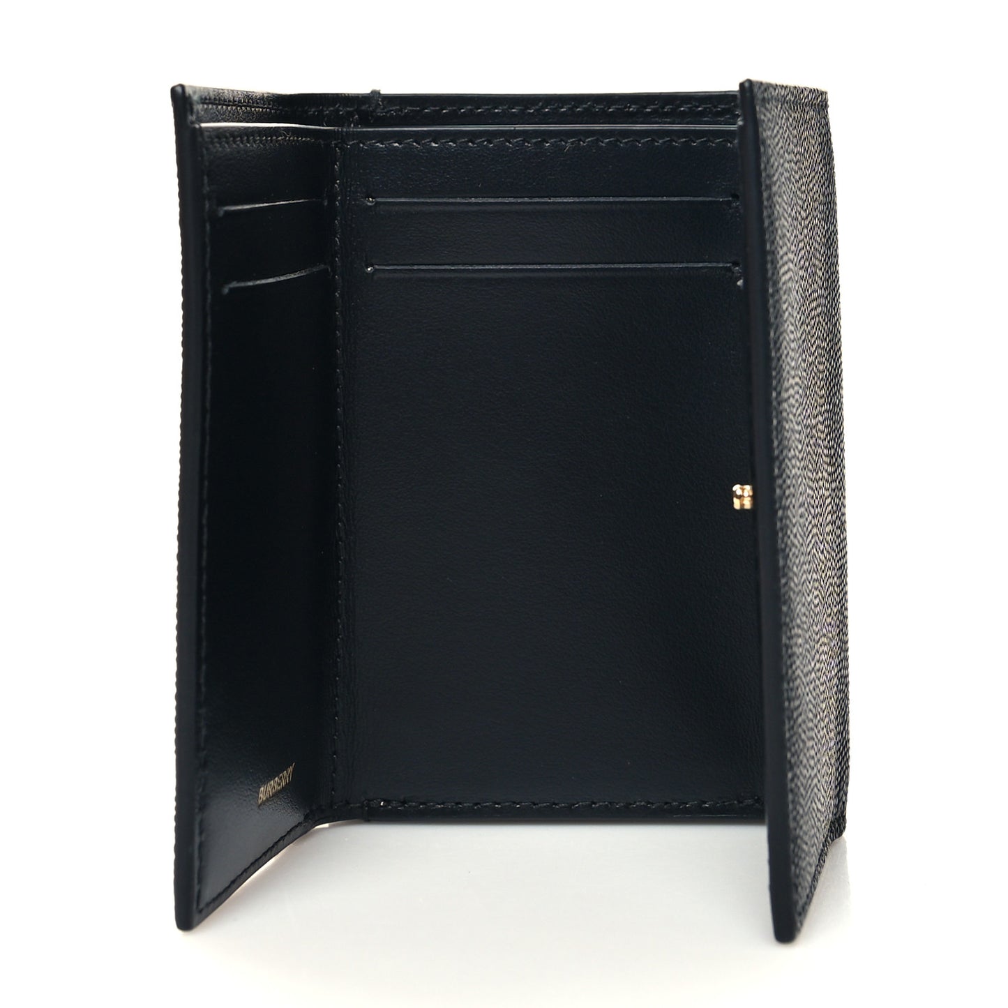 Grained Calfskin TB Compact Tri-Fold Wallet Black