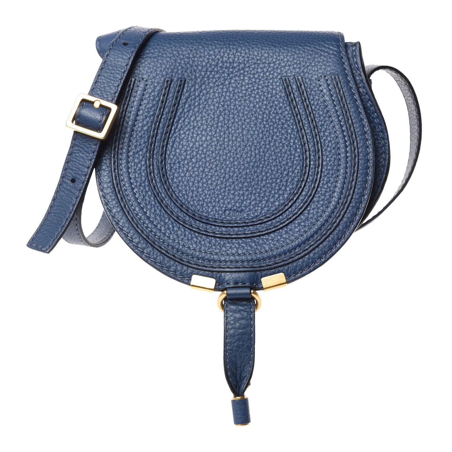Calfskin Mini Marcie Round Crossbody Bag Royal Navy