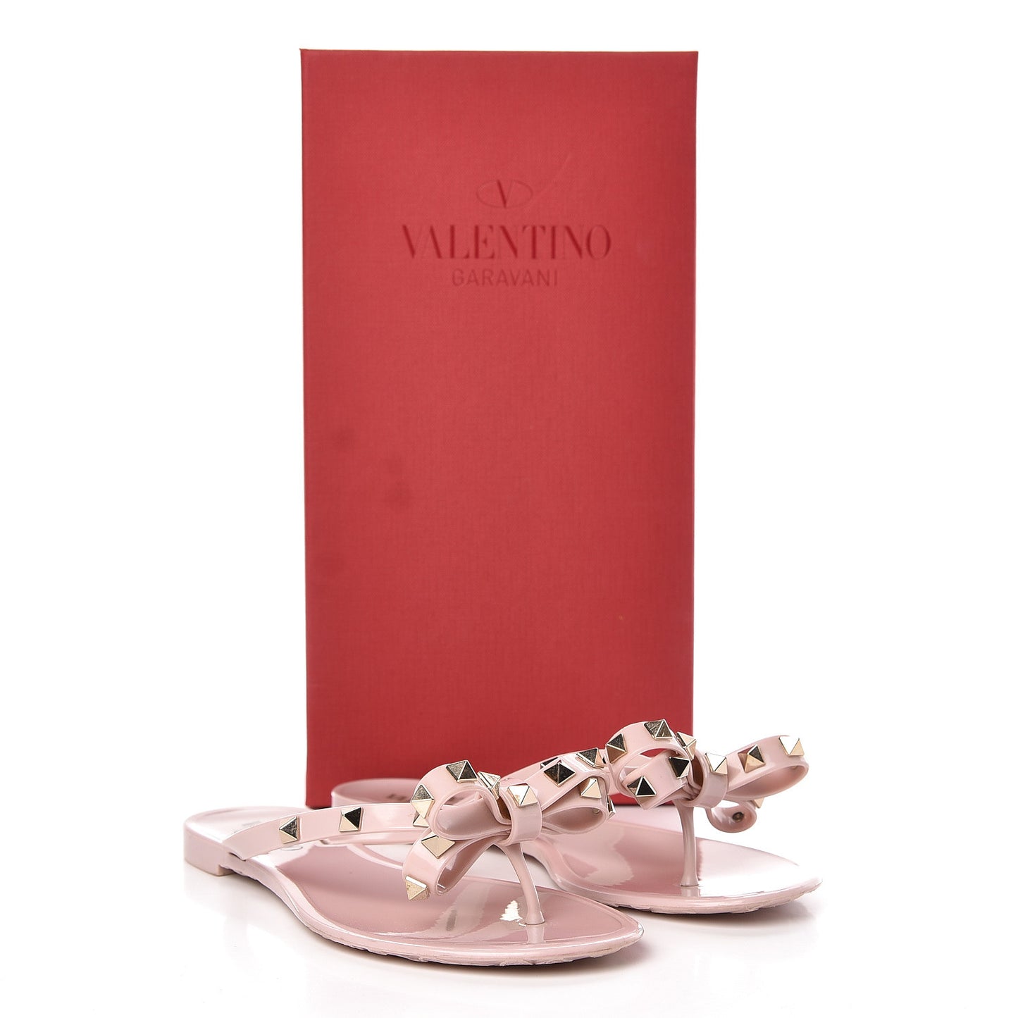PVC Jelly Rockstud Bow Thong Sandals Water Rose