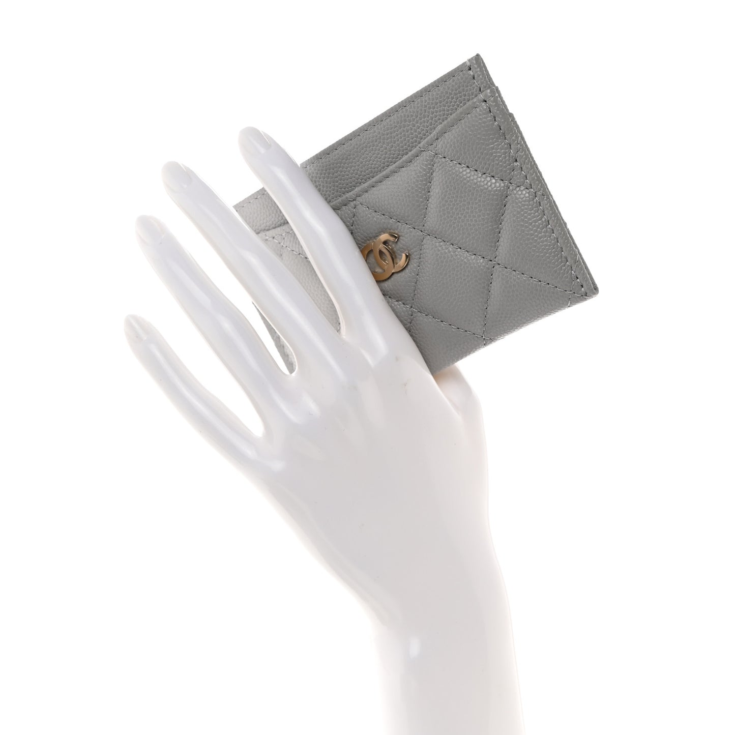 Caviar Quilted Card Holder Grey