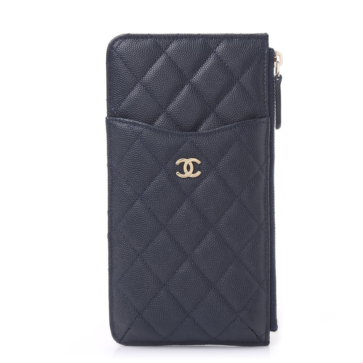 Chanel Caviar Quilted Classic Flat Wallet Pouch Blue 1 of 12